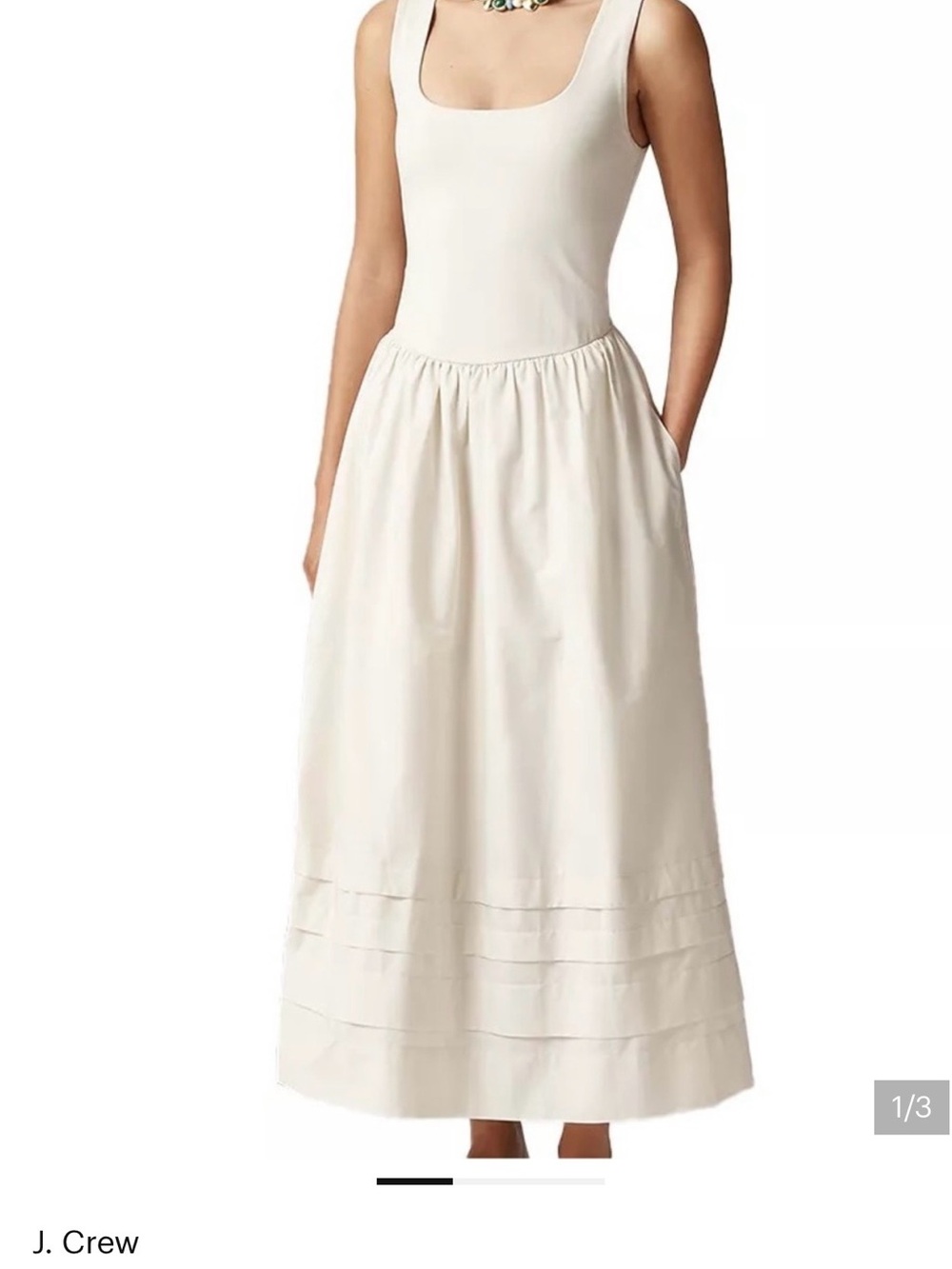 J. Crew Cream Scoop Neck Maxi Skirt with Pockets Sz Large